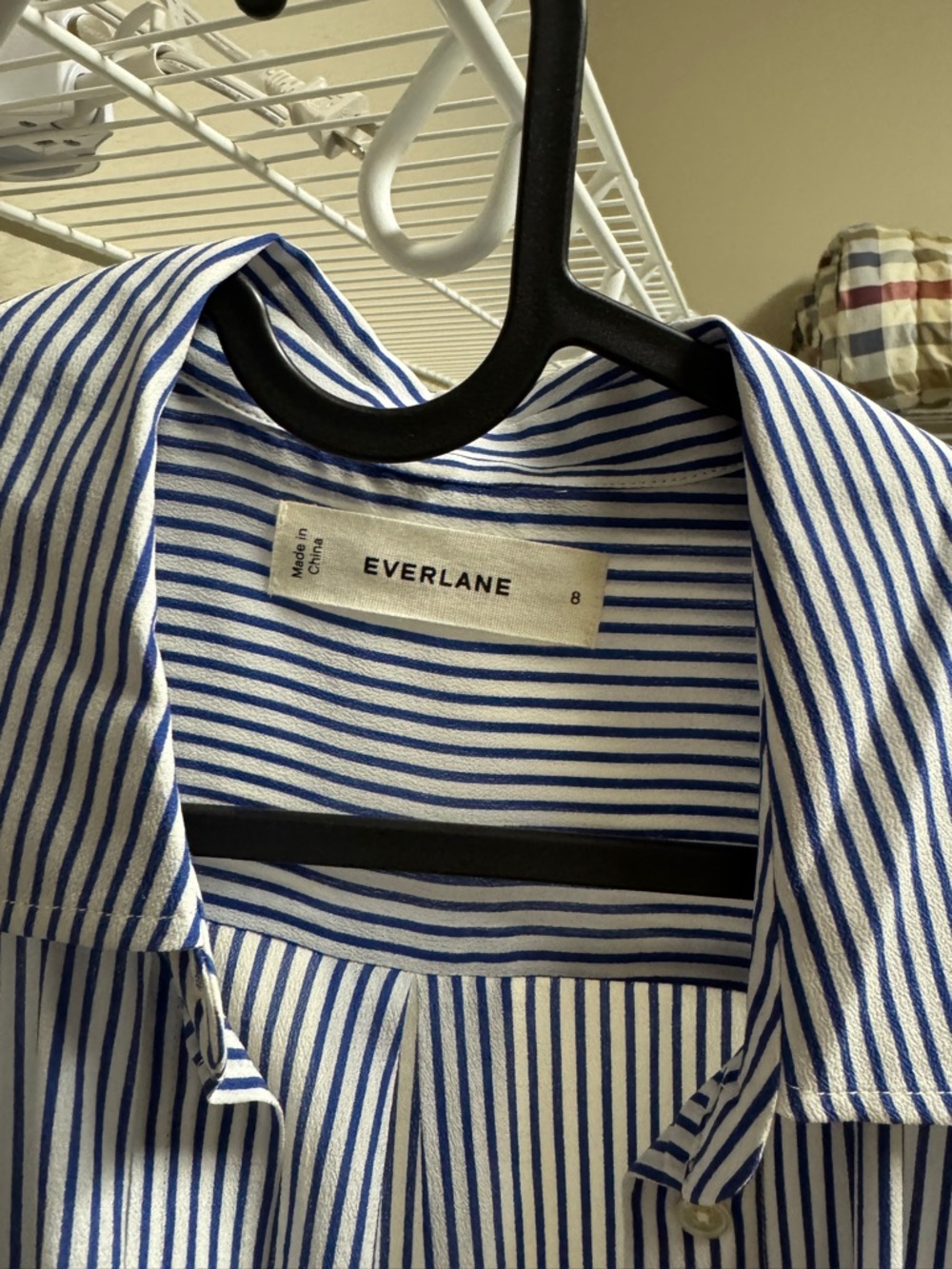 Everlane Women's Blue & White Stripe Button-Up Shirt - Picture 2 of 5